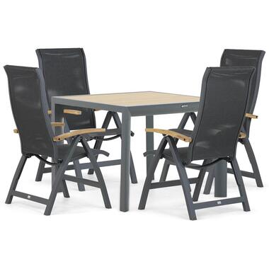 Tuinset 4 personen 100 cm Aluminium/textileen Grijs Presto Tarenta/Borello