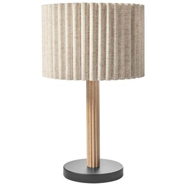 BELESSA - Tafellamp - Lichtbeige - Rubberhout