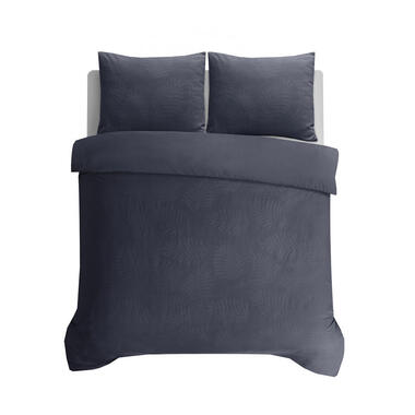 Dekbedovertrek Leaves 240x220 - Fluweelzacht Uni Design - Antraciet