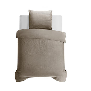 Dekbedovertrek Milano 140x200 - Fluweelzacht Uni Design - Taupe