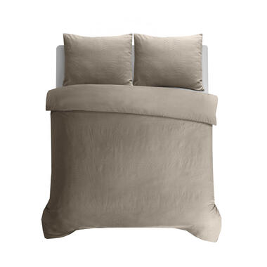 Dekbedovertrek Leaves 200x200 - Fluweelzacht Uni Design - Taupe
