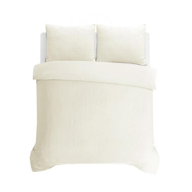 Dekbedovertrek Leaves 200x200 - Fluweelzacht Uni Design - Crème