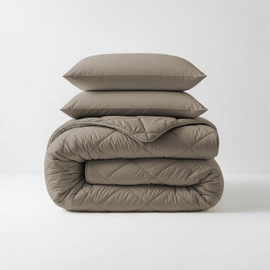 Dekbed zonder Overtrek Diamond 140x200 - Incl. Kussenslopen - Wasbaar - Taupe