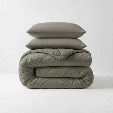 Dekbed zonder Overtrek Diamond 200x200 - Incl. Kussenslopen - Wasbaar - Kaki