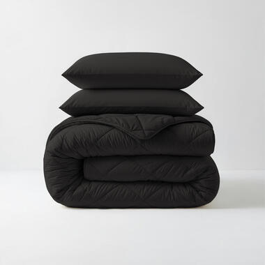 Dekbed zonder Overtrek Diamond 140x200 - Incl. Kussenslopen - Wasbaar - Zwart