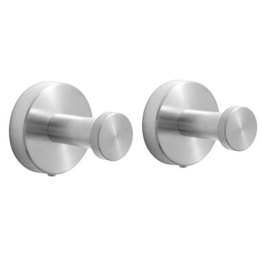 VDN Stainless Handdoekhaakjes zilver - Ophanghaakjes - 2 Stuks