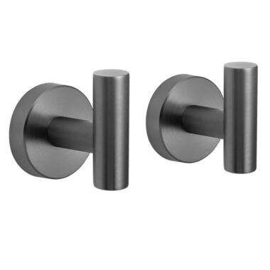 VDN Stainless Handdoekhaakjes gun metal - Ophanghaakjes - 2 Stuks