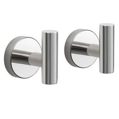 VDN Stainless Handdoekhaakjes chroom - Ophanghaakjes - 2 Stuks