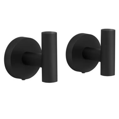 VDN Stainless Handdoekhaakjes zwart - Ophanghaakjes - 2 Stuks