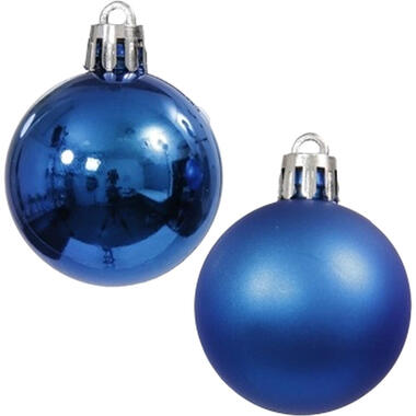Othmar Decorations kerstballen 10x 4 cm blauw kunststof