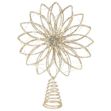 Lumineo kerstboom piek ster goud 26 cm led warm wit