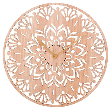 Ostaria Wandklok/muur klok Rosa - D50 cm - MDF - naturel - keuken