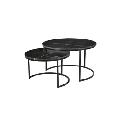 StarFurn - Ronde Salontafels Nova - Set van 2 - marmer - zwart