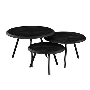 StarFurn - Salontafel Ohio Ø70 cm set van 3 - zwart