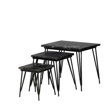 StarFurn - Salontafel Jala set van 3 - Ø50 cm - zwart marmer