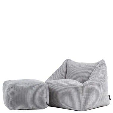 icon - Natalia Kinderzitzak Stoel met Poef - Ribfluweel - Grijs