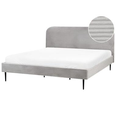 FLAYAT - Tweepersoonsbed - Lichtgrijs - 180 x 200 cm - Corduroy