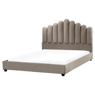 VINCENNES - Bed - Taupe - 160 x 200 cm - Fluweel