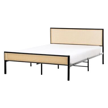 AVANTON - Tweepersoonsbed - Zwart - 140 x 200 cm - PE rotan