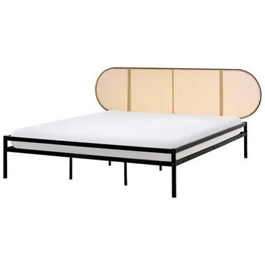 BOULIN - Tweepersoonsbed - Zwart - 180 x 200 cm - PE rotan