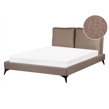 MELLE - Tweepersoonsbed - Bruin - 140 x 200 cm - Bouclé