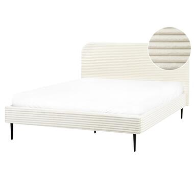 FLAYAT - Tweepersoonsbed - Gebroken wit - 160 x 200 cm - Corduroy