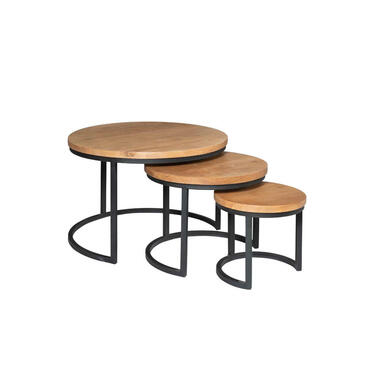 StarFurn - Ronde salontafels Denver - set van 3 - naturel