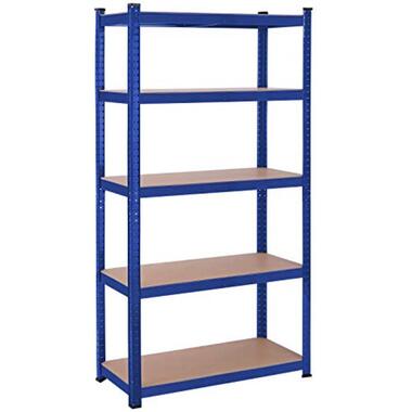 Stalen stellingkast met 5 etages, 875 KG, 40x90x180cm, blauw