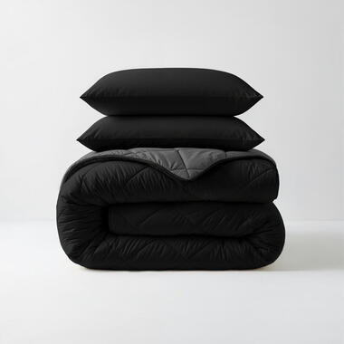 Dekbed zonder Overtrek Diamond 200x200 - Met Kussenslopen - Wasbaar - Zwart