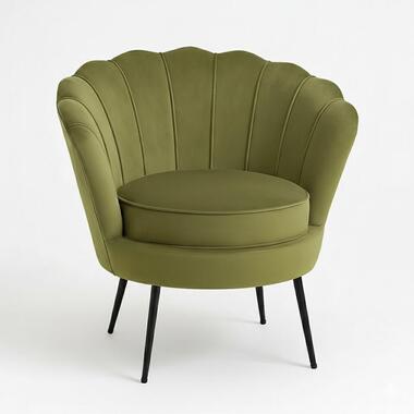 Hioshop Nice fauteuil velours groen