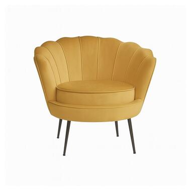 Hioshop Nice fauteuil velours kerriegeel