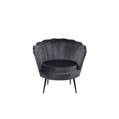 Hioshop Nice fauteuil velours grijs