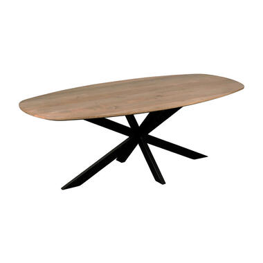QUVIO Eettafel Sofia - Deens ovaal - 180x90 cm - Kruispoot - Naturel