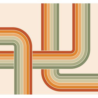 ESTAhome fotobehang retro ornamenten oranje en groen - 3 x 2.79 m