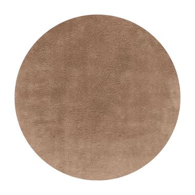Interieur05 rond hoogpolig vloerkleed Furr bruin - 200 x 200 cm
