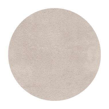Interieur05 rond hoogpolig vloerkleed Furr beige - 120 x 120 cm