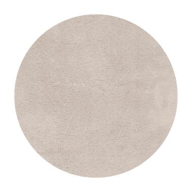 Interieur05 rond hoogpolig vloerkleed Furr beige - 200 x 200 cm
