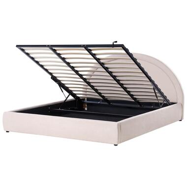 MOUZON - Bed met opbergruimte - Lichtbeige - 180 x 200 cm - Stof