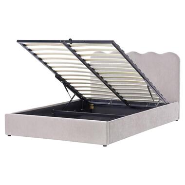 NANTERRE - Bed met opbergruimte - Beige - 160 x 200 cm - Stof