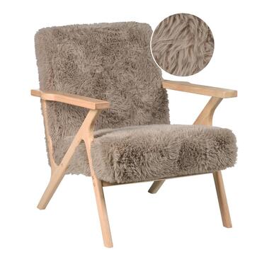 KISA - Fauteuil - Taupe - Kunstbont