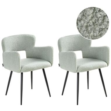 SANILAC - Eetkamerstoel set van 2 - Lichtgroen - Bouclé