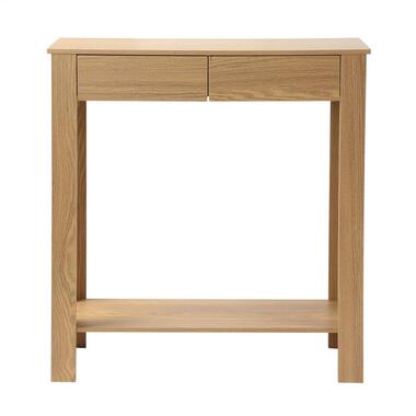 CALICOSY - Hoge console met 2 lades in eiken decor - Licht hout - 29x79x86,5 cm