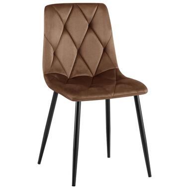 CLP Eetkamerstoel Clairton zwart Frame - Fluweel - bruin