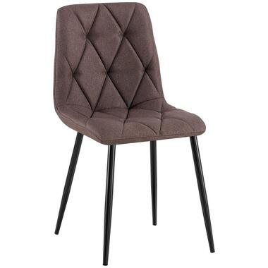 CLP Eetkamerstoel Clairton zwart Frame - Stof - bruin