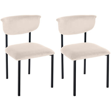 CLP Set van 2 Eetkamerstoel Gambell Fluweel - creme