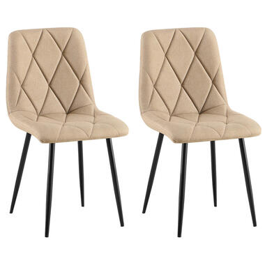 CLP Set van 2 Eetkamerstoel Clairton zwart Frame - Stof - taupe