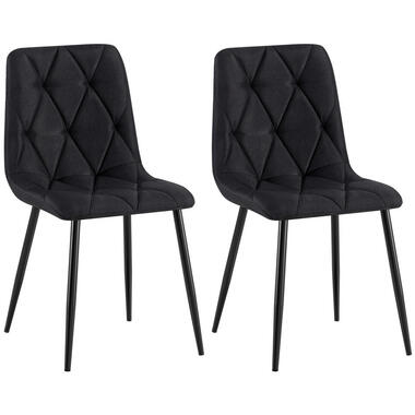 CLP Set van 2 Eetkamerstoel Clairton zwart Frame - Stof - zwart
