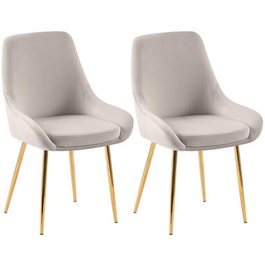 CLP Set van 2 Eetkamerstoel Elmira zwart Frame - Fluweel - grijs