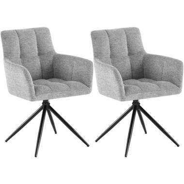 CLP Set van 2 Eetkamerstoel Jonah zwart Frame - Stof - licht grijs