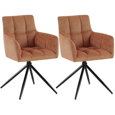 CLP Set van 2 Eetkamerstoel Jonah zwart Frame - Stof - oranje